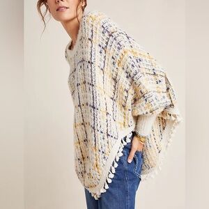 Anthropologie Raga Dolce Pommed Knit Poncho